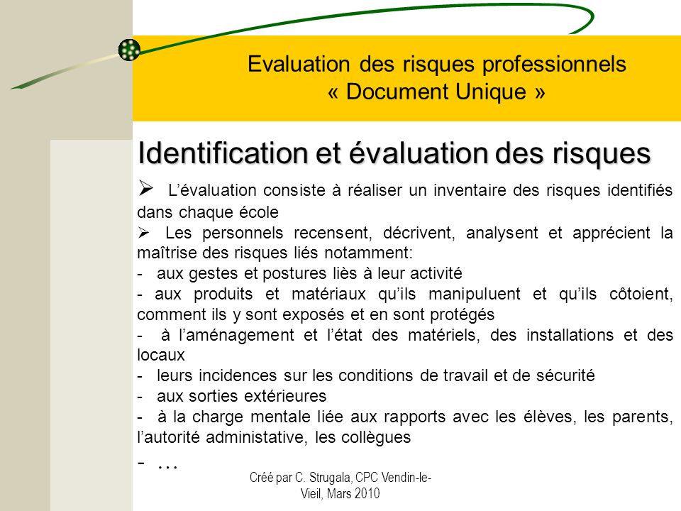 Evaluation des risques professionnels « Document Unique »