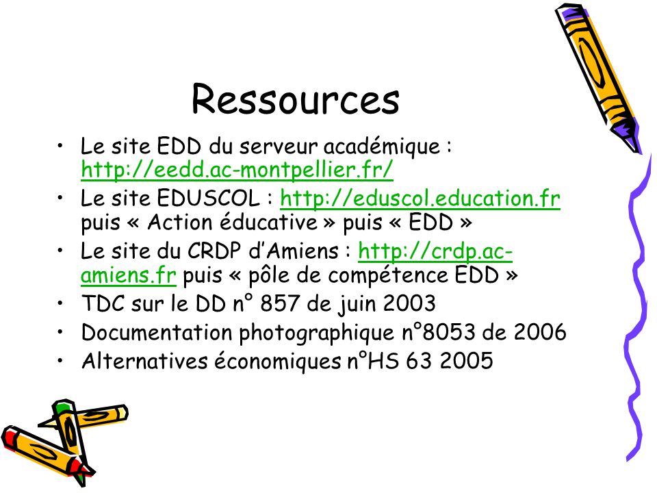 Ressources Le site EDD du serveur académique :
