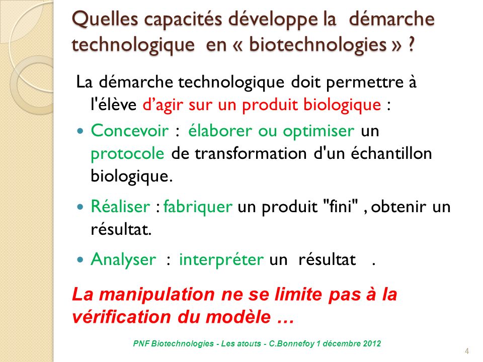 PNF Biotechnologies - Les atouts - C.Bonnefoy 1 décembre 2012