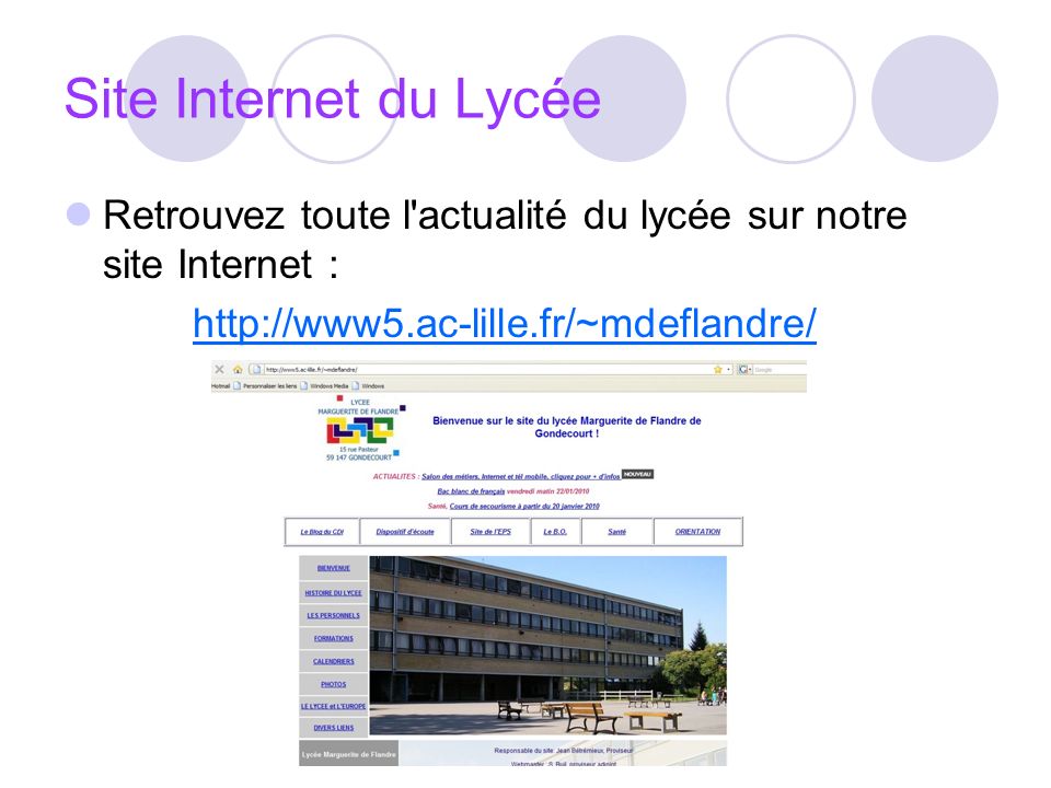 Site Internet du Lycée Retrouvez toute l actualité du lycée sur notre site Internet :