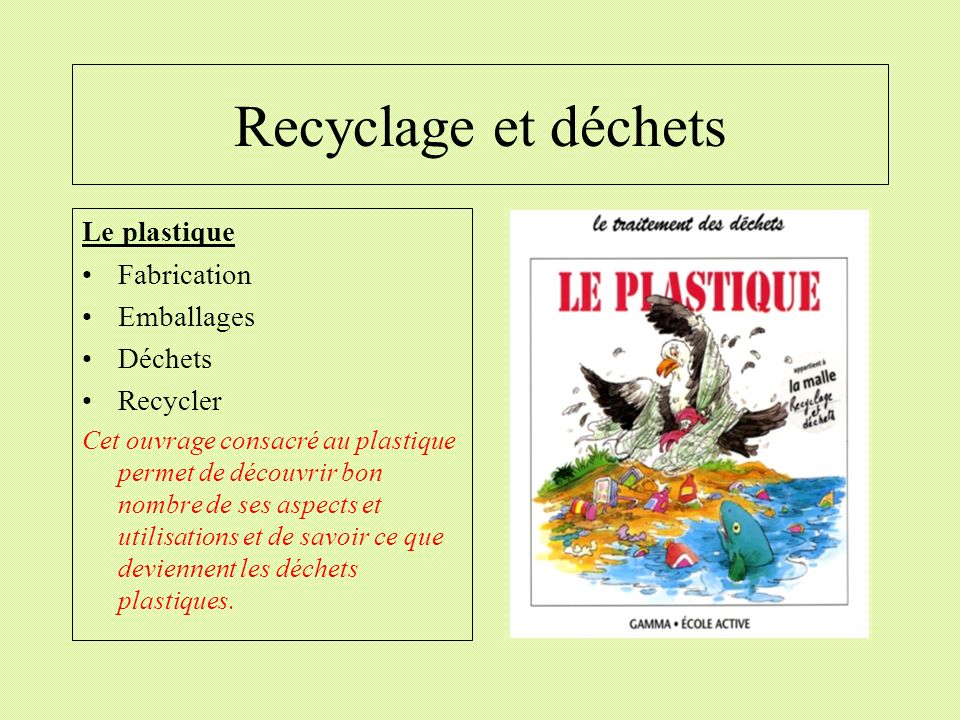 Recyclage et déchets Le plastique Fabrication Emballages Déchets