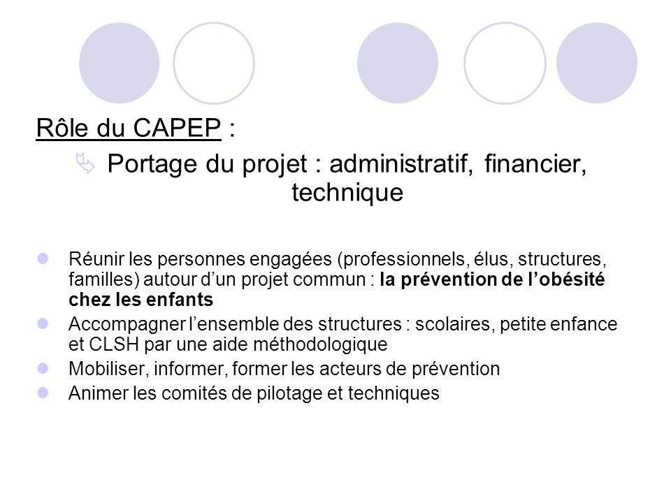 Portage du projet : administratif, financier, technique