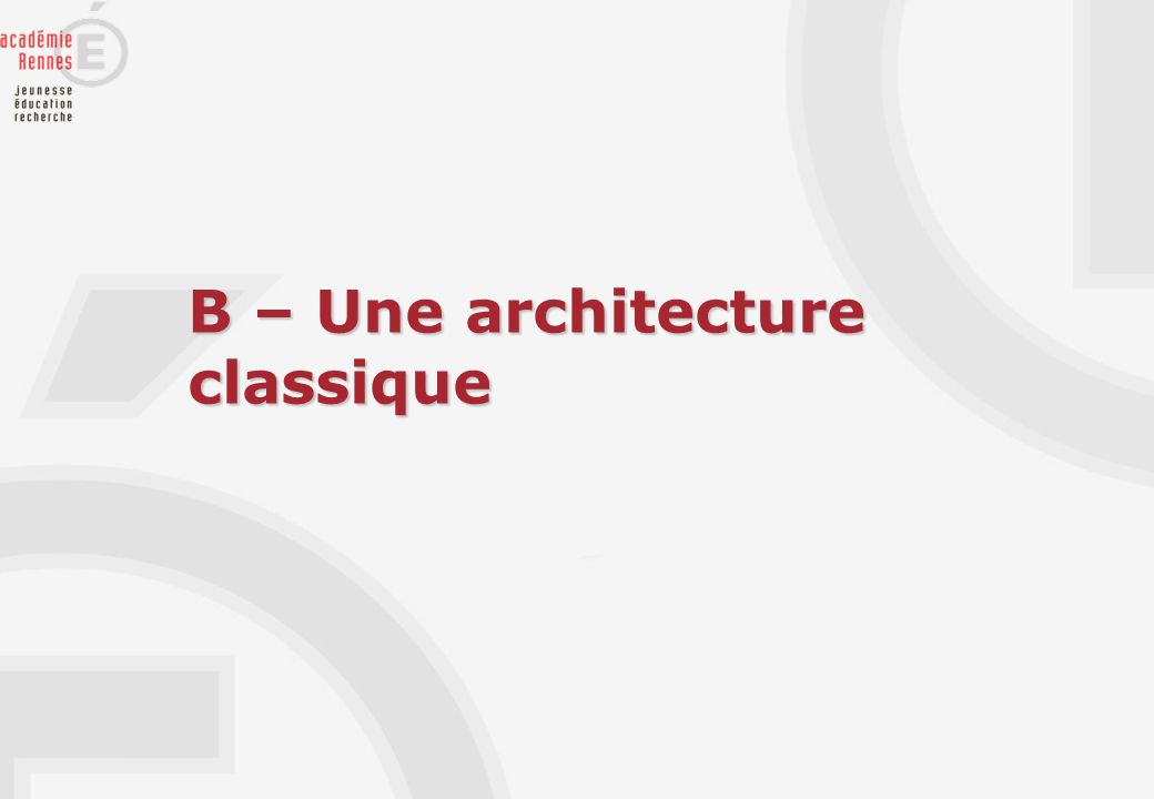 B – Une architecture classique