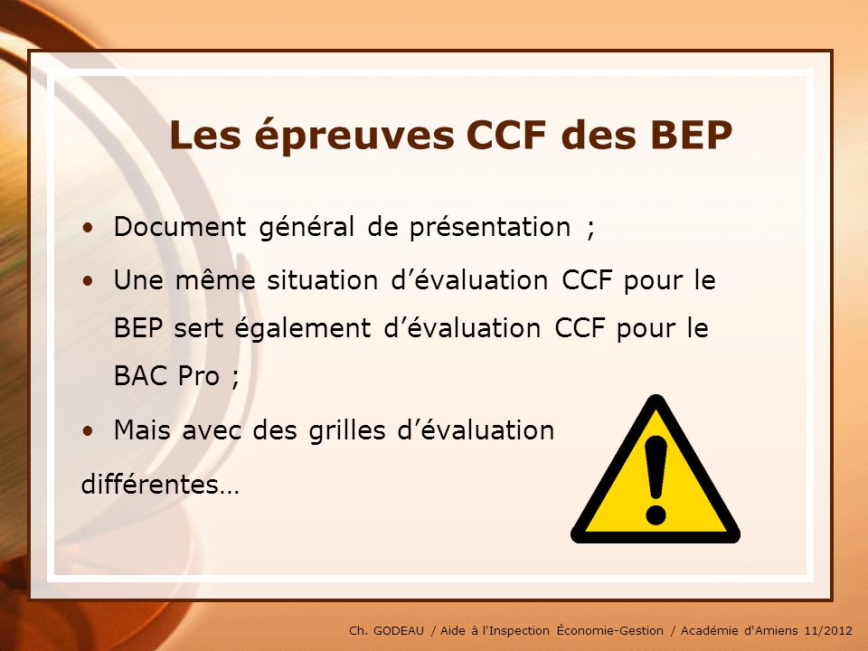 Les épreuves CCF des BEP
