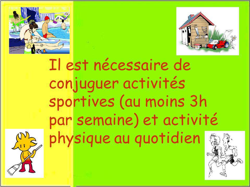 Il est nécessaire de conjuguer activités sportives (au moins 3h par semaine) et activité physique au quotidien