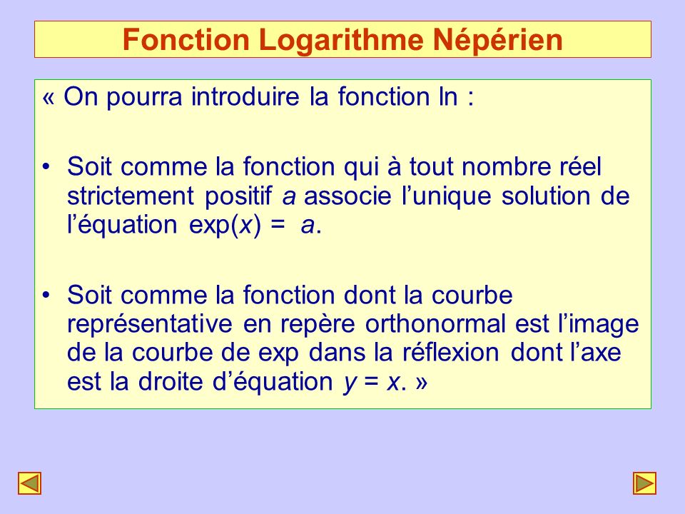 Fonction Logarithme Népérien