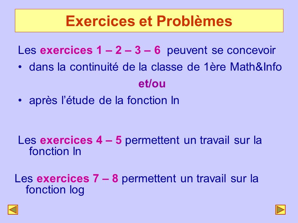 Exercices et Problèmes