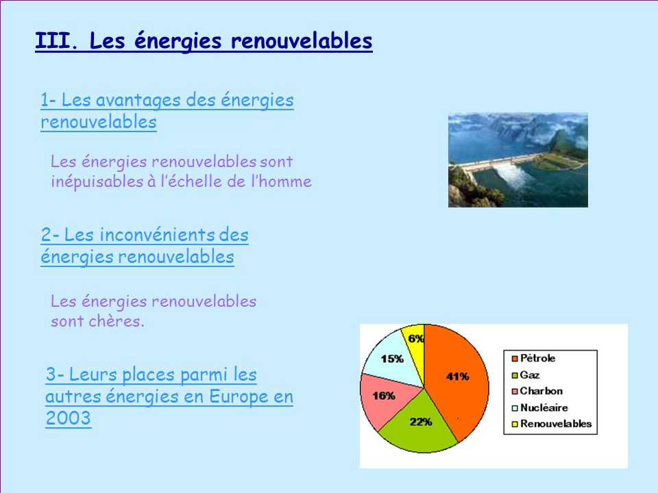 III. Les énergies renouvelables