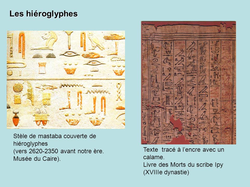 Les hiéroglyphes Stèle de mastaba couverte de hiéroglyphes