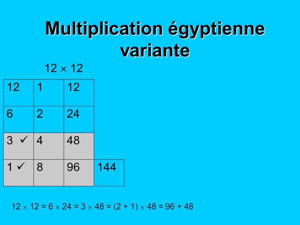 Multiplication égyptienne variante