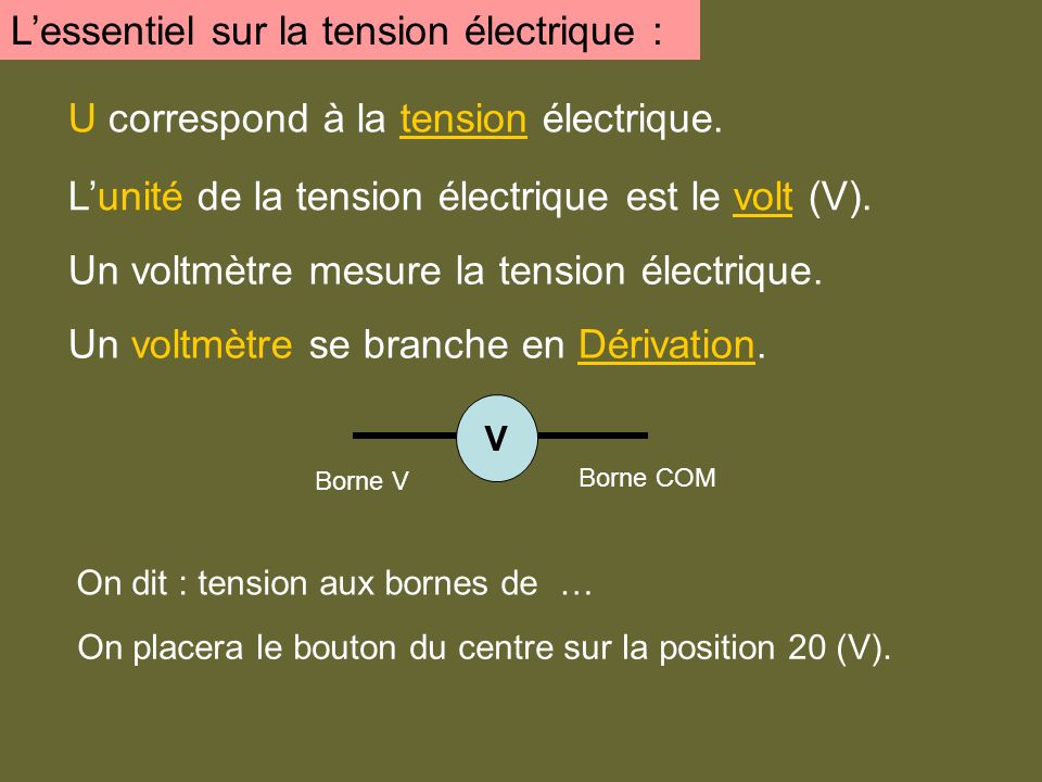 L’essentiel sur la tension électrique :