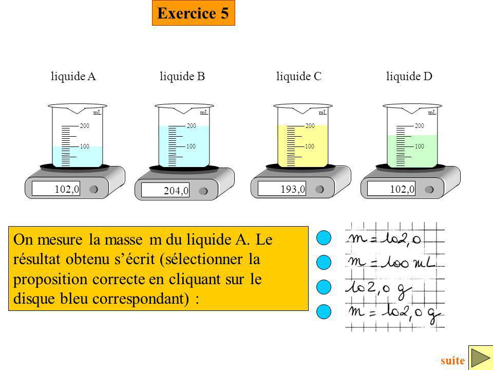 Exercice 5 102, mL. liquide A. 204,0. liquide B. 193,0. liquide C. liquide D.