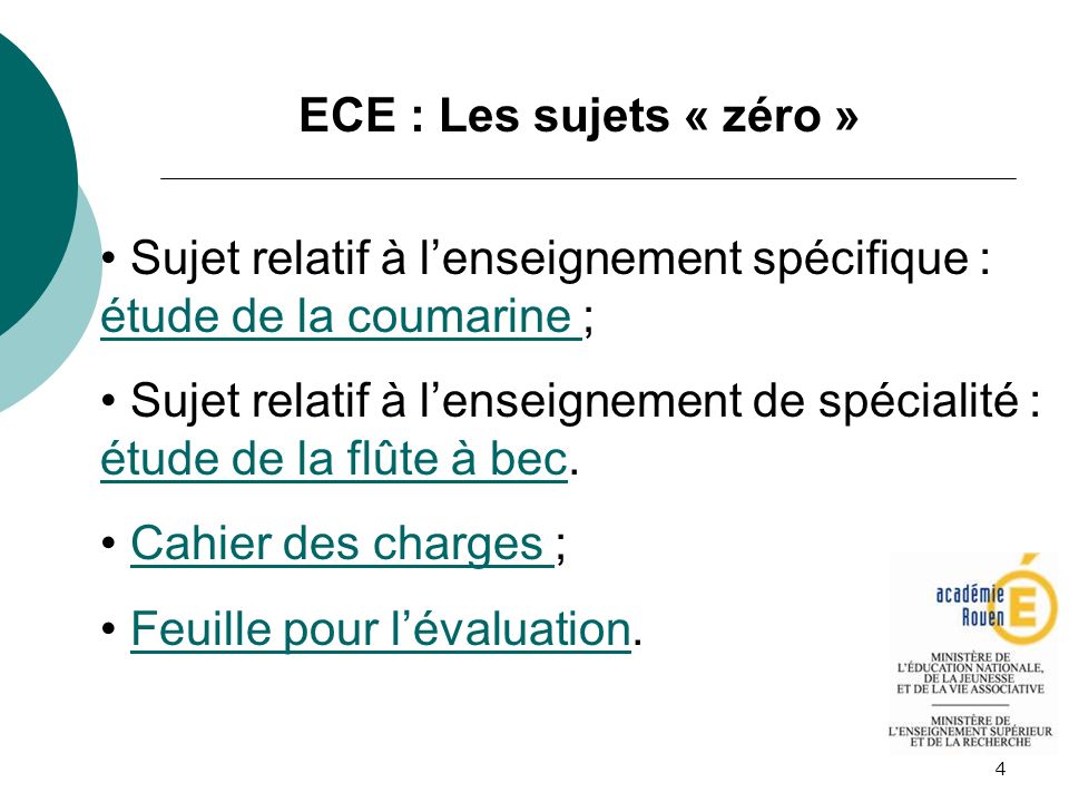 ECE : Les sujets « zéro » Sujet relatif à l’enseignement spécifique : étude de la coumarine ;