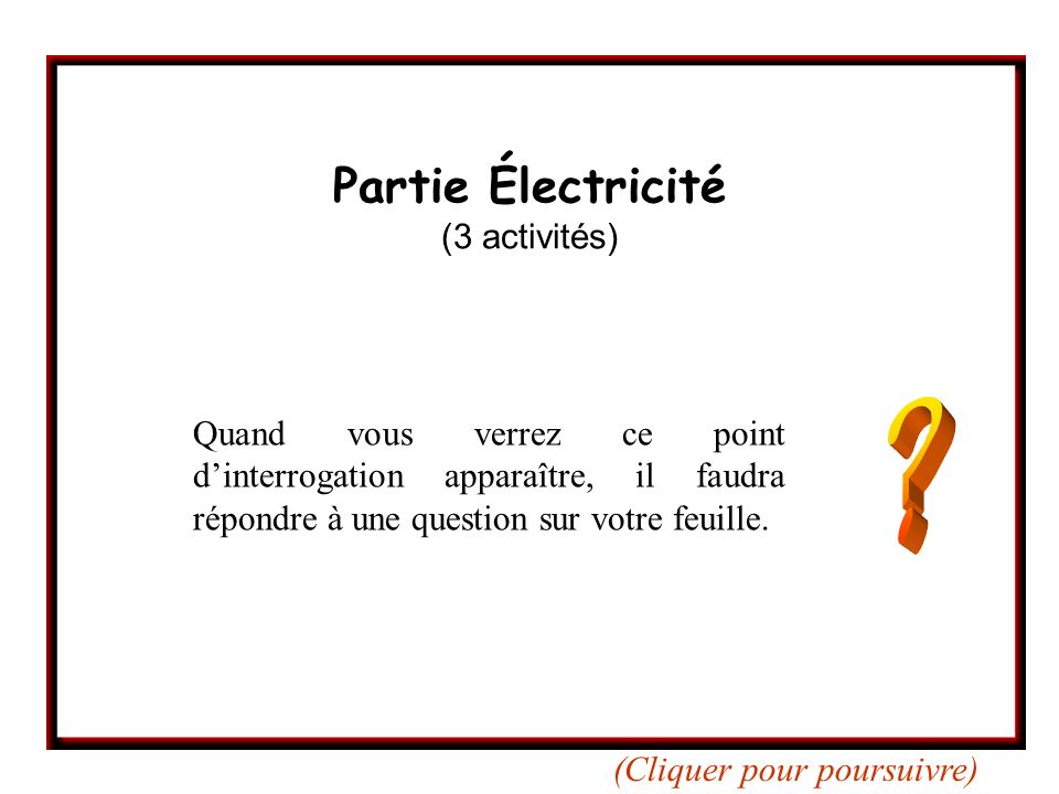 Partie Électricité (3 activités)