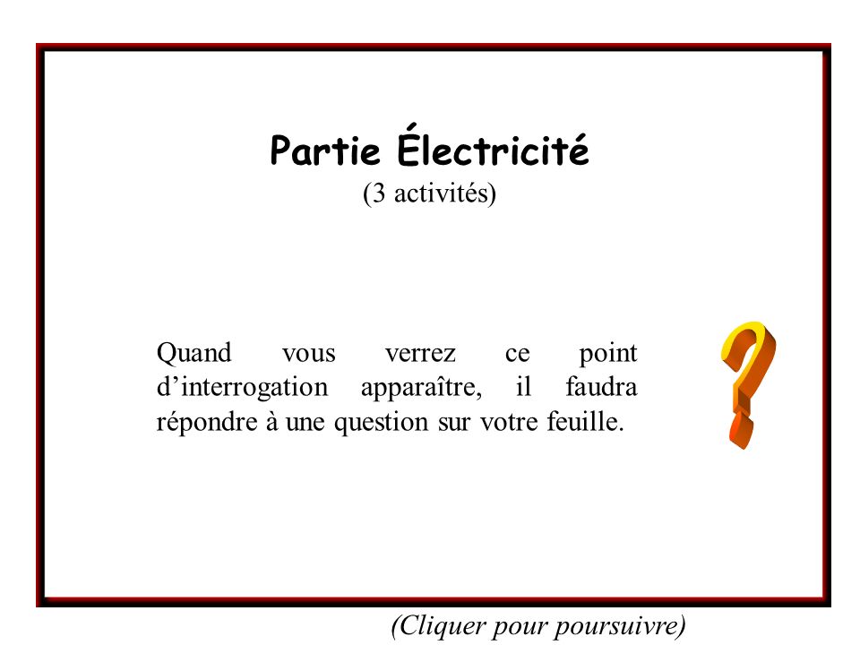 Partie Électricité (3 activités)