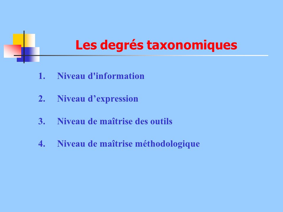 Les degrés taxonomiques