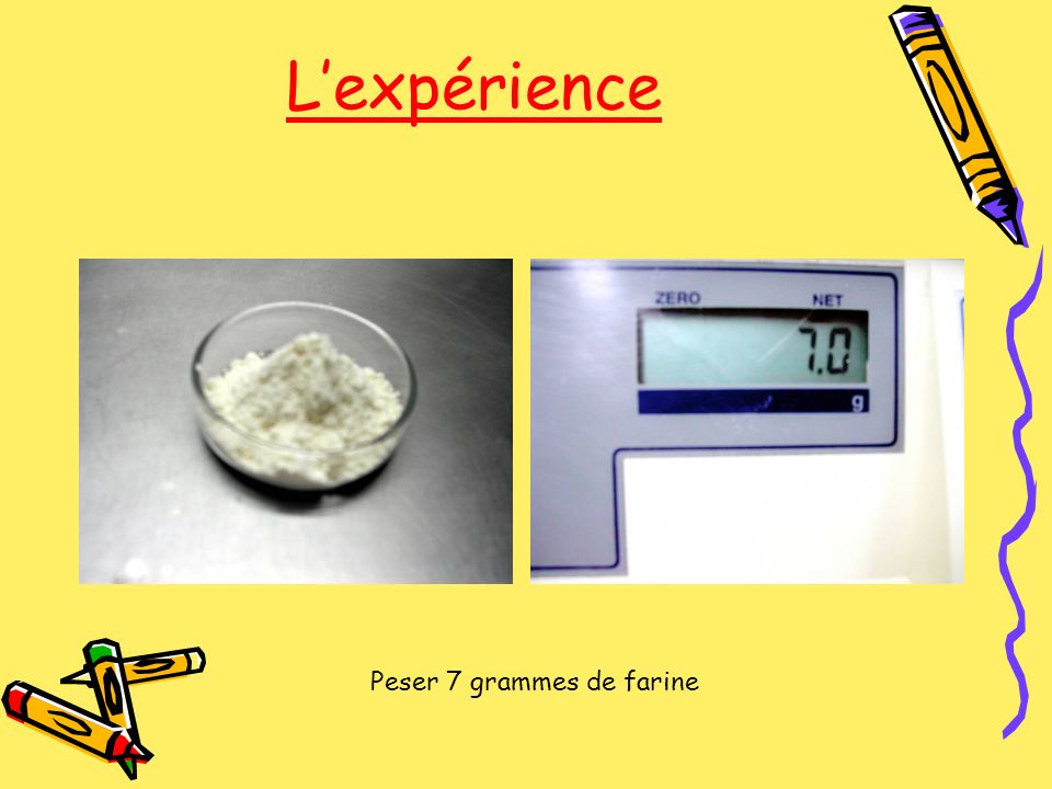 L’expérience Peser 7 grammes de farine