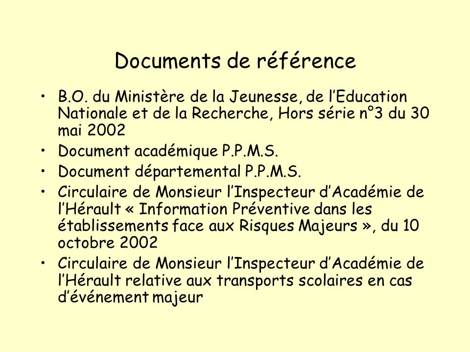Documents de référence