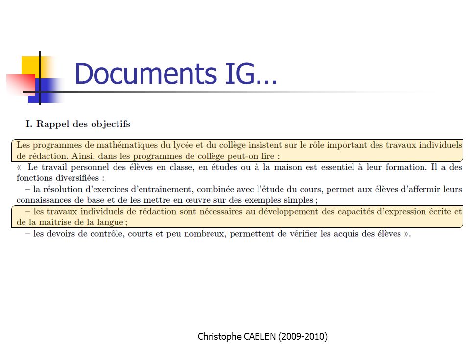 Documents IG… Christophe CAELEN ( )