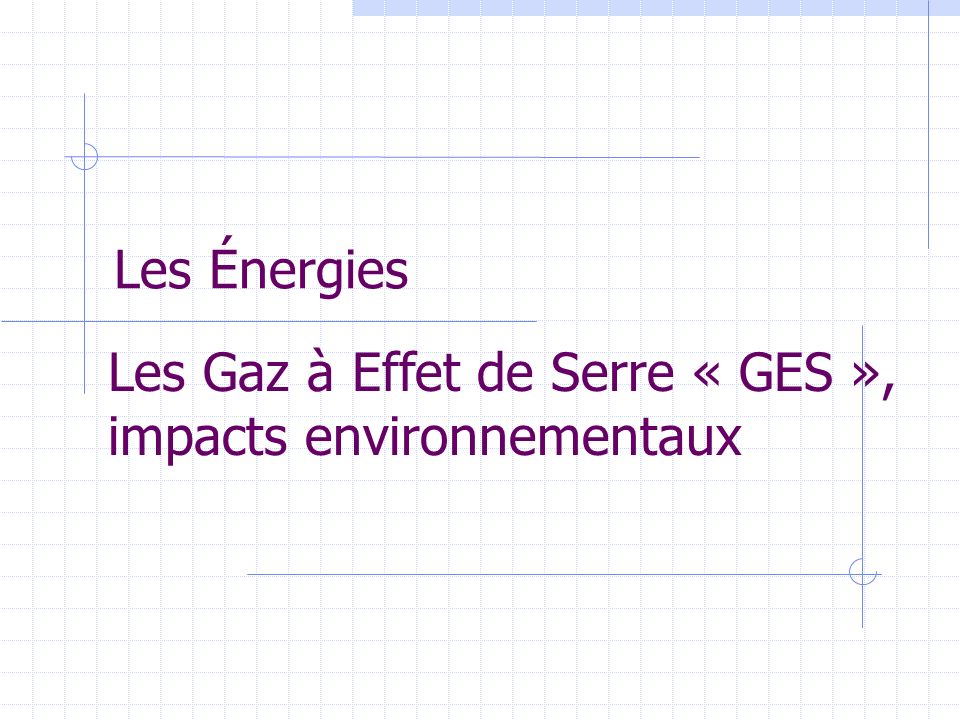 Les Énergies Les Gaz à Effet de Serre « GES », impacts environnementaux