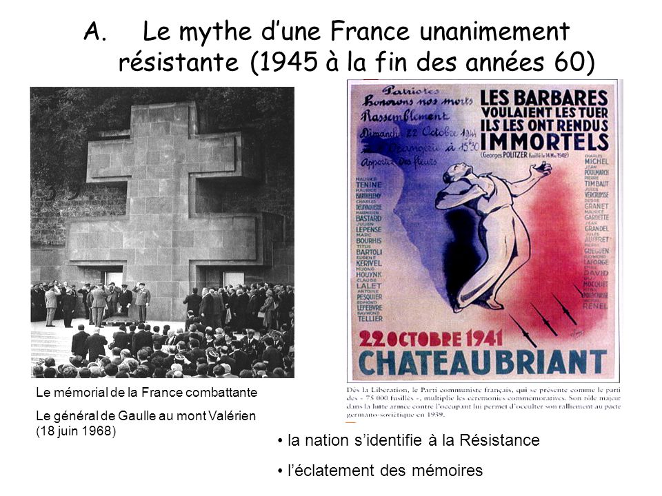 Le mythe d’une France unanimement résistante (1945 à la fin des années 60)