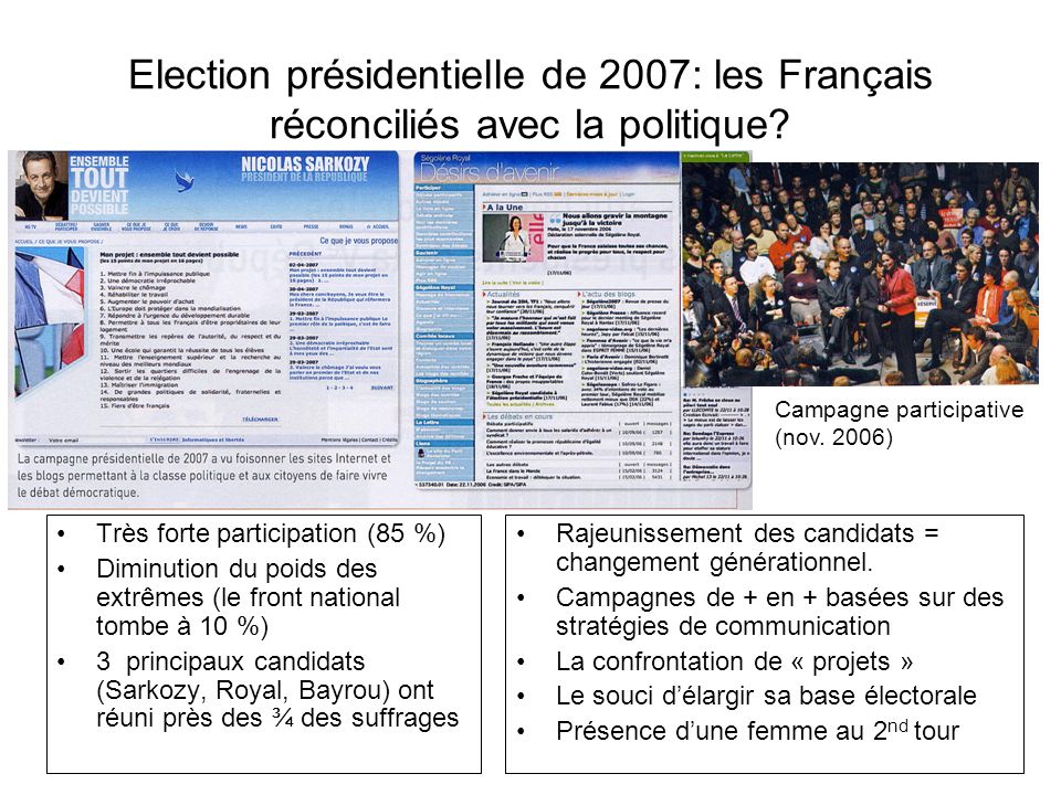 Election présidentielle de 2007: les Français réconciliés avec la politique