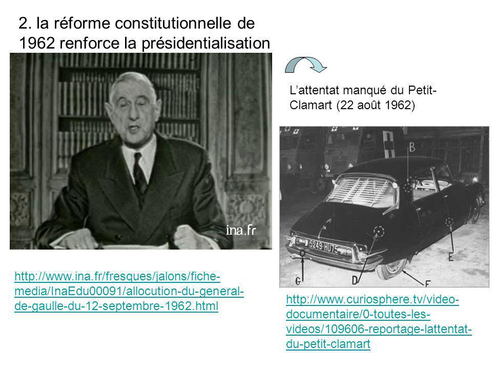 2. la réforme constitutionnelle de 1962 renforce la présidentialisation
