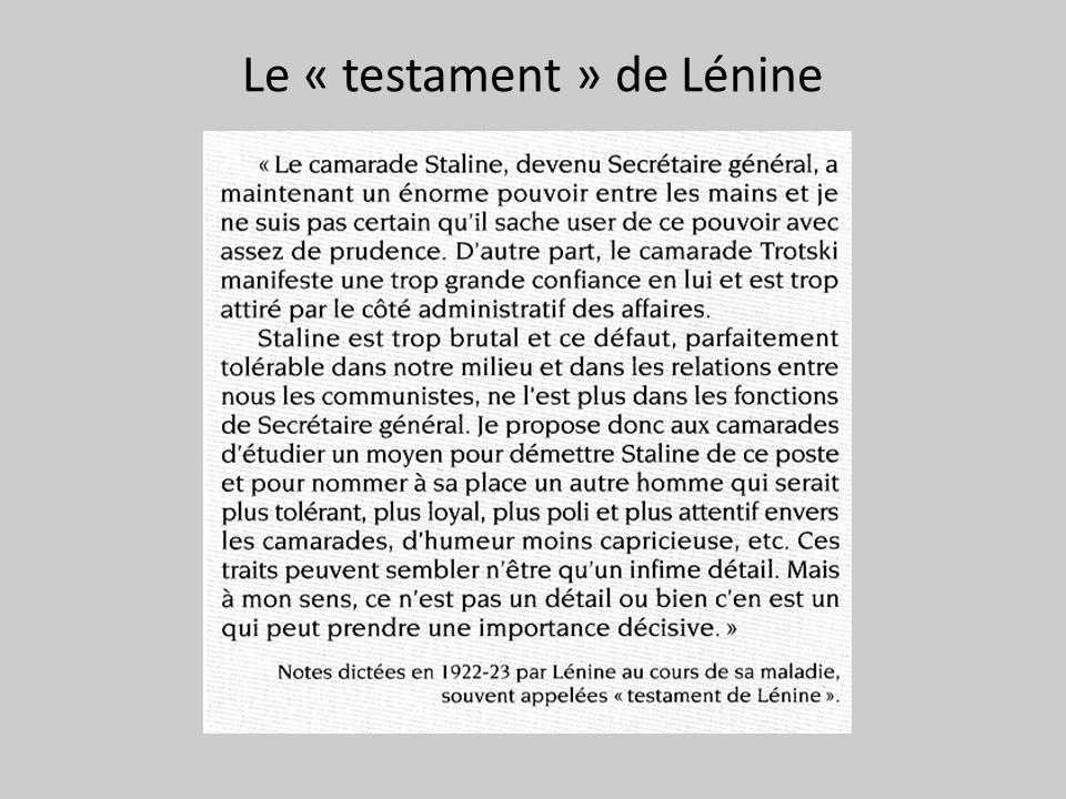 Le « testament » de Lénine