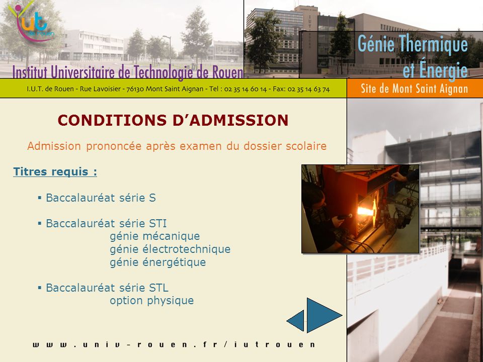 CONDITIONS D’ADMISSION
