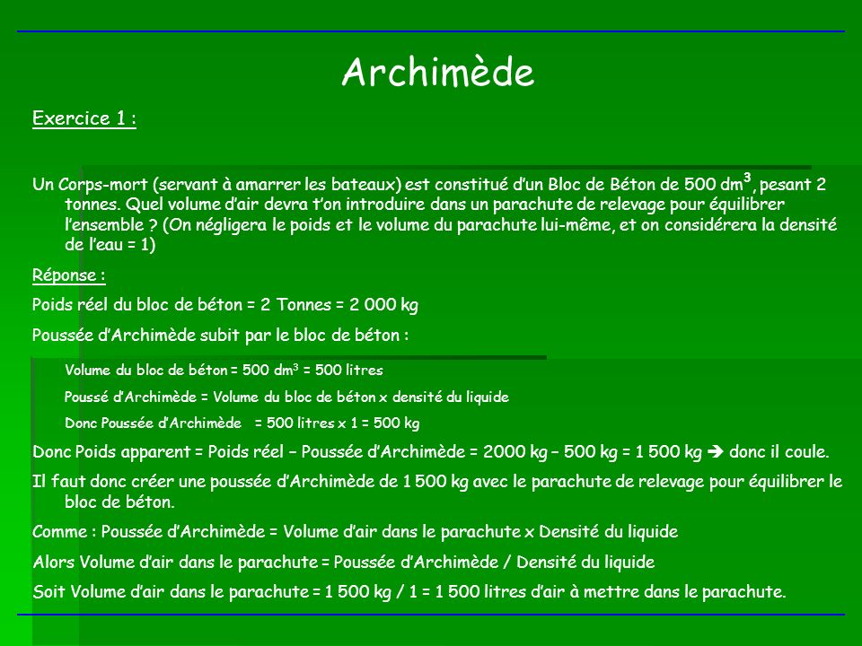 Archimède Exercice 1 :