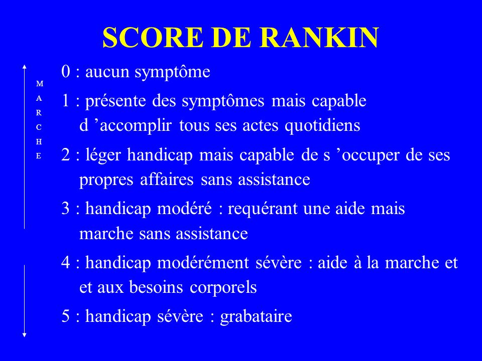 SCORE DE RANKIN 0 : aucun symptôme