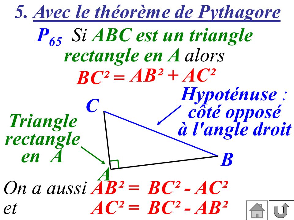 5. Avec le théorème de Pythagore