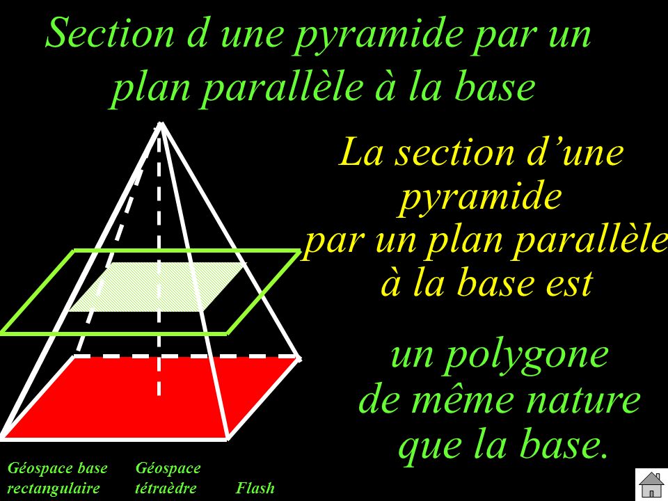 Section d une pyramide par un plan parallèle à la base