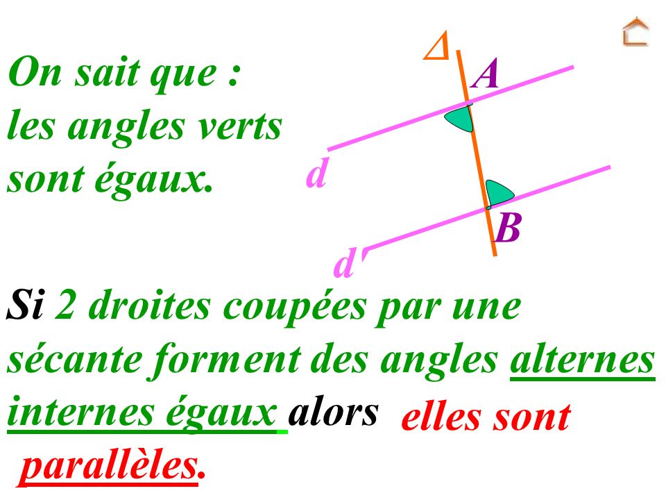  A. B. d. d On sait que : les angles verts. sont égaux.