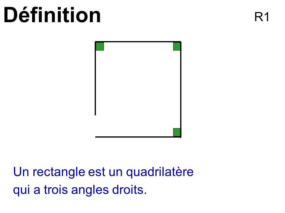Définition R1 Un rectangle est un quadrilatère