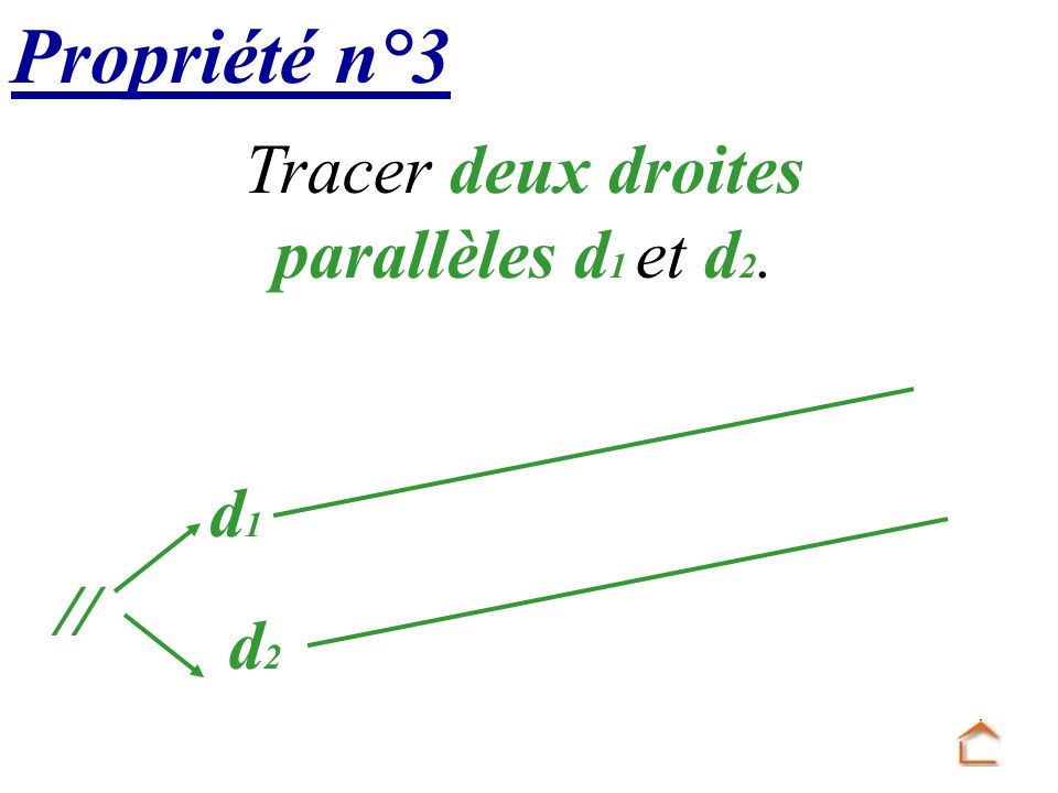 Tracer deux droites parallèles d1 et d2.