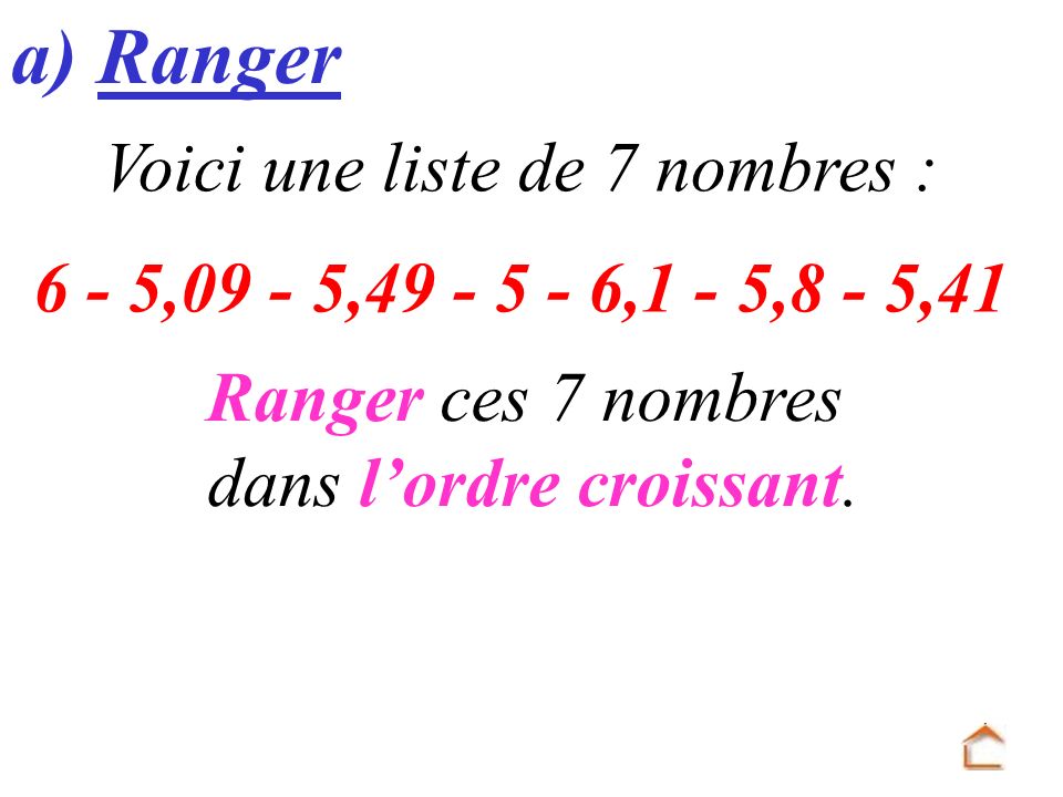 a) Ranger Voici une liste de 7 nombres :