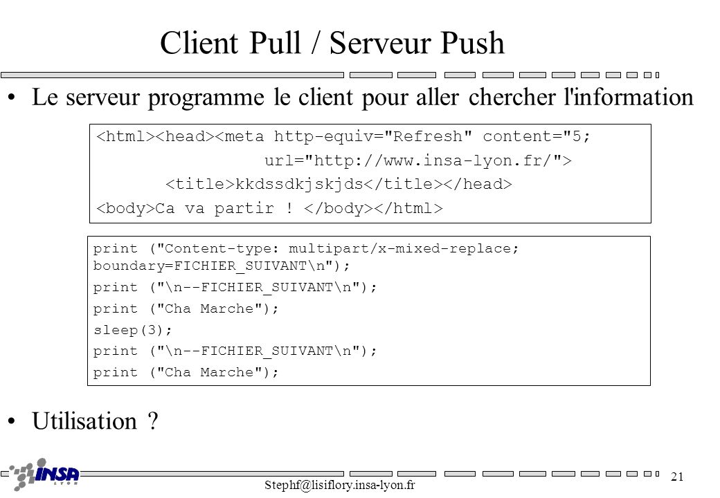 Client Pull / Serveur Push