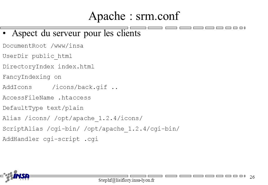 Apache : srm.conf Aspect du serveur pour les clients