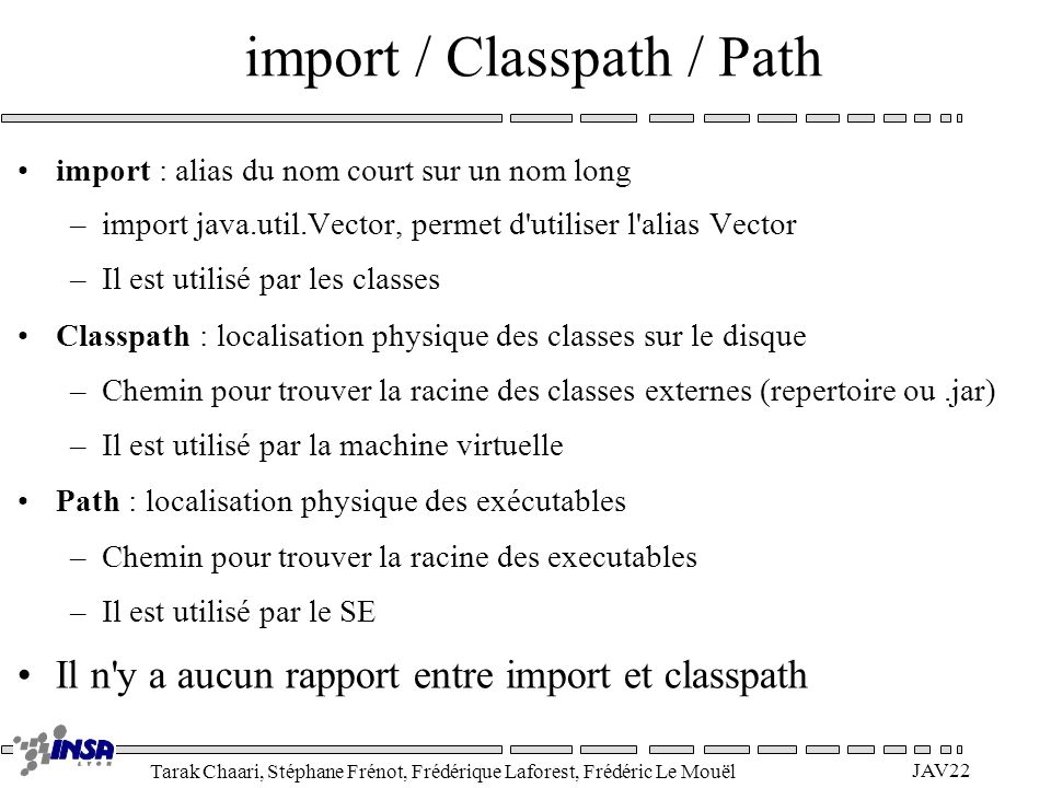 import / Classpath / Path