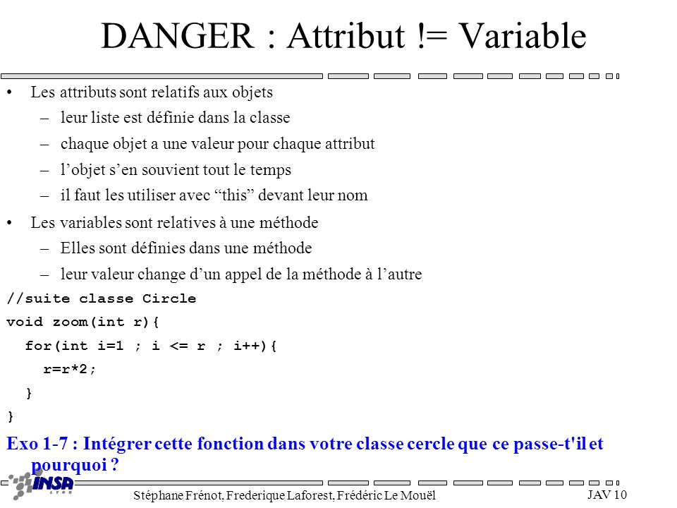 DANGER : Attribut != Variable