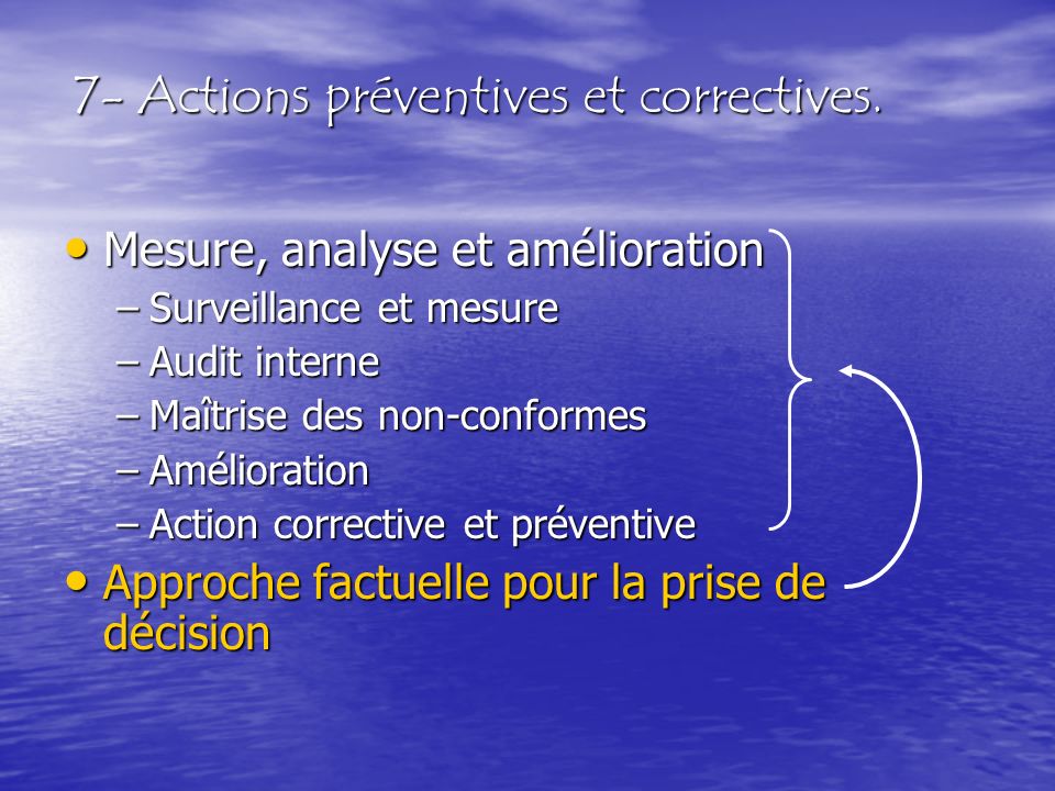 7- Actions préventives et correctives.