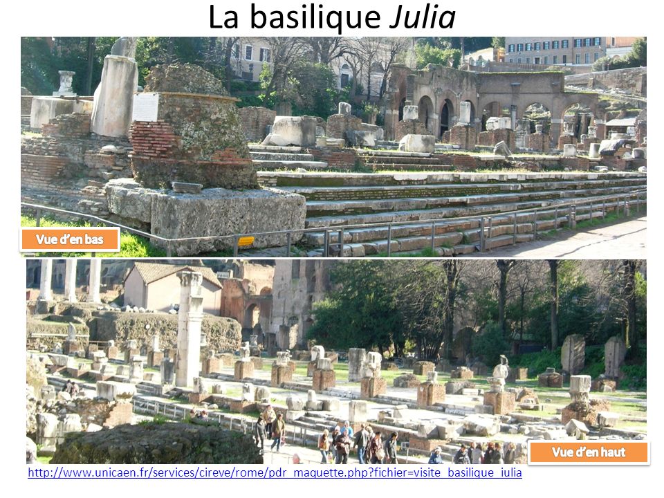 La basilique Julia Vue d’en bas Vue d’en haut