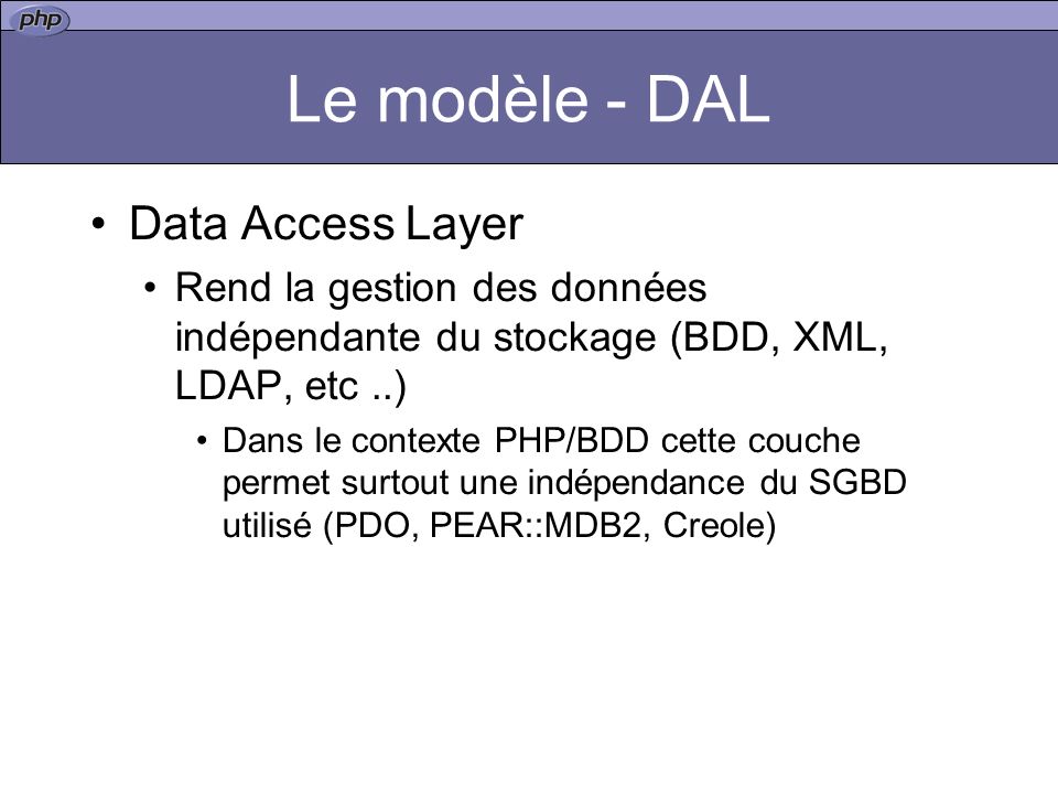 Le modèle - DAL Data Access Layer