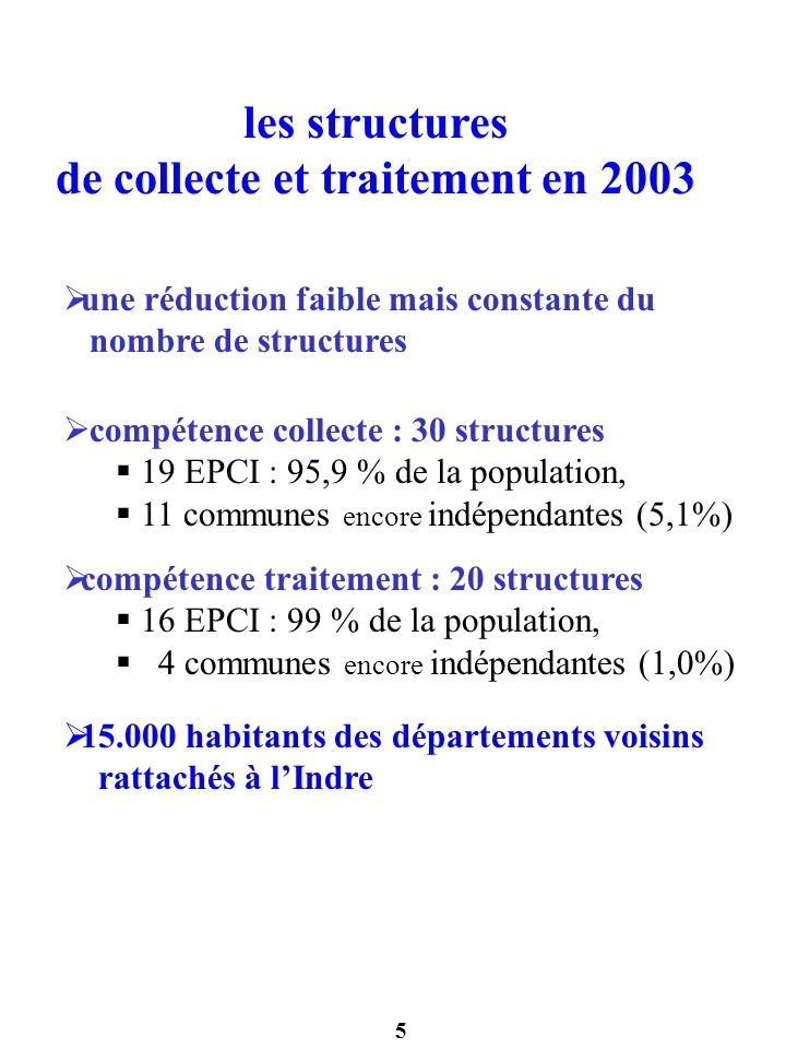 de collecte et traitement en 2003