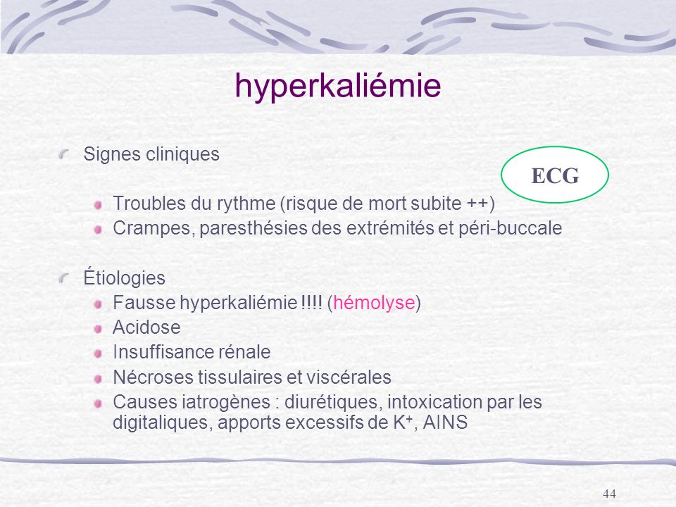 hyperkaliémie ECG Signes cliniques