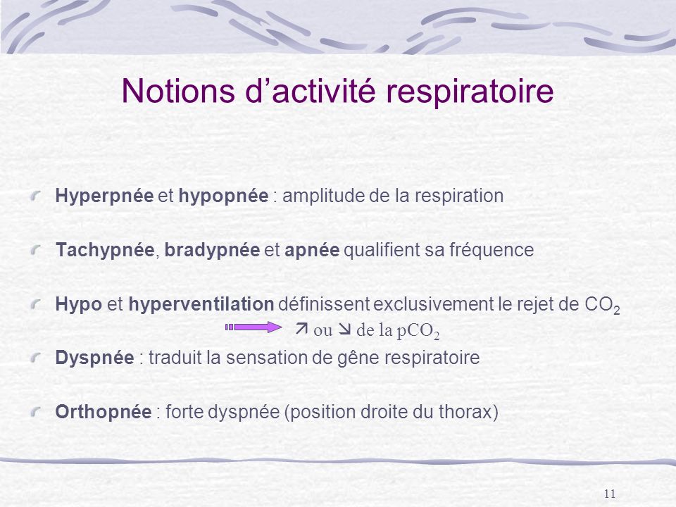 Notions d’activité respiratoire