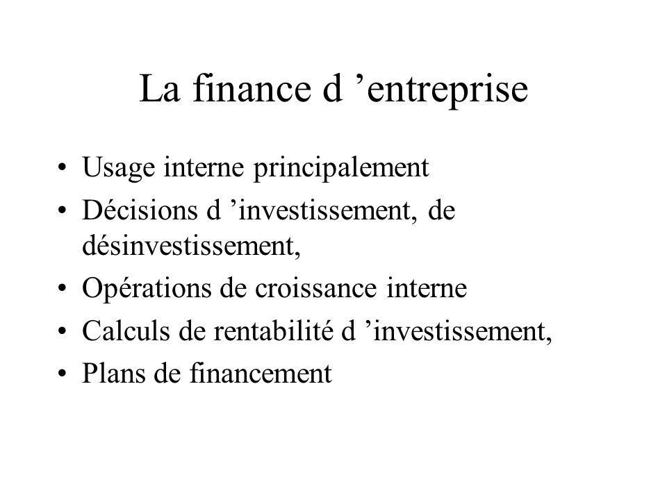La finance d ’entreprise