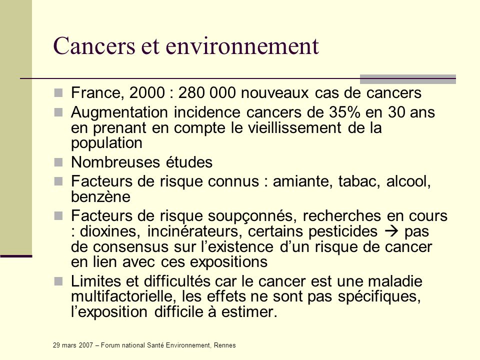 Cancers et environnement