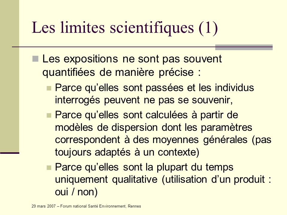 Les limites scientifiques (1)